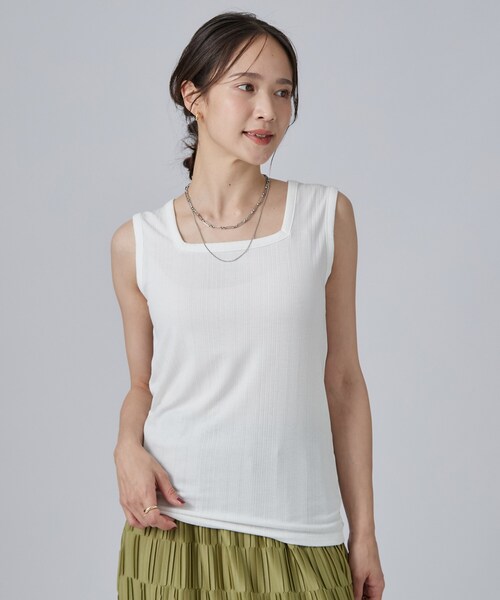 SHOO・LA・RUE（シューラルー）の「【前後2WAY/S-LL/洗濯機可】ランダムリブタンクトップ（タンクトップ・レディース・ホワイト/ブラック・01/02/03/04）」の11枚目の写真