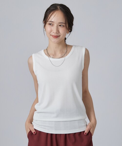 SHOO・LA・RUE（シューラルー）の「【前後2WAY/S-LL/洗濯機可】ランダムリブタンクトップ（タンクトップ・レディース・ホワイト/ブラック・01/02/03/04）」の13枚目の写真