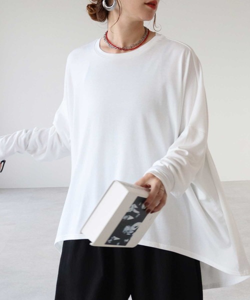 zena(ジェナ)の「ドーム前後差シンプルロンTee(Tシャツ/カットソー・レディース・ブラック/ブラウン/オフホワイト・M)」の16枚目の写真