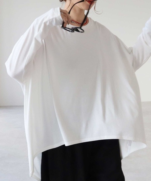 zena(ジェナ)の「ドーム前後差シンプルロンTee(Tシャツ/カットソー・レディース・ブラック/ブラウン/オフホワイト・M)」の15枚目の写真