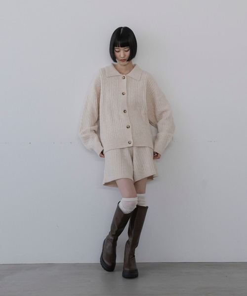 LOWRYS FARM（ローリーズファーム）の「ケーブルエリカーディガン　1052470（ニット/セーター・レディース・アイボリー/ブラック・FREE）」の3枚目の写真