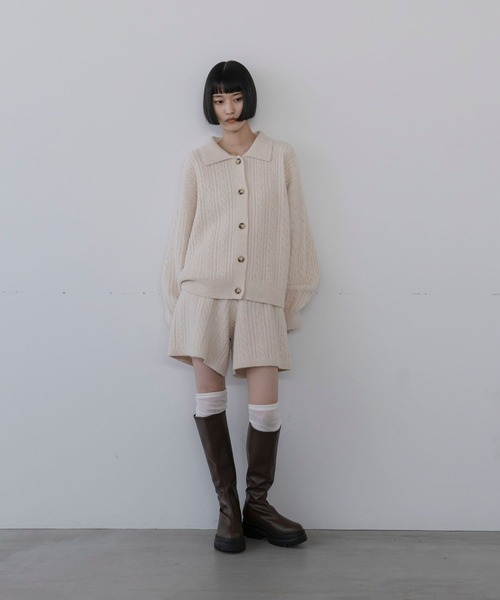 LOWRYS FARM（ローリーズファーム）の「ケーブルエリカーディガン　1052470（ニット/セーター・レディース・アイボリー/ブラック・FREE）」の4枚目の写真