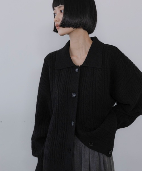 LOWRYS FARM（ローリーズファーム）の「ケーブルエリカーディガン　1052470（ニット/セーター・レディース・アイボリー/ブラック・FREE）」の11枚目の写真