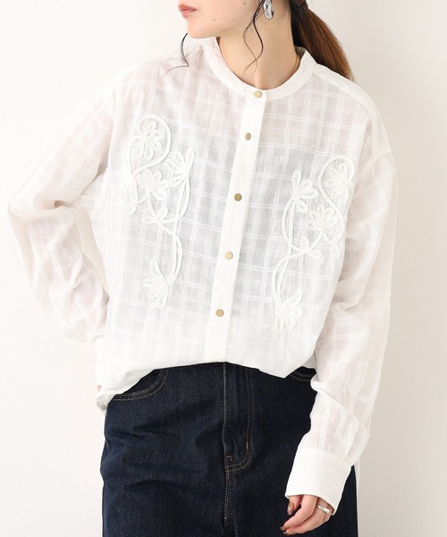 Fanaka(ファナカ)の「テープ刺繍シャツブラウス 長袖(シャツ/ブラウス・レディース・オフホワイト・FREE)」の13枚目の写真