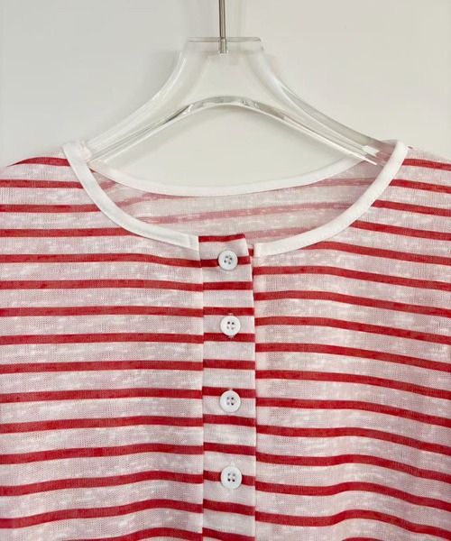 shyam inspiration(シャムインスピレーション)の「ヘンリーネックシアーボーダーロンT(Tシャツ/カットソー・レディース・レッド/ピンク/サックスブルー・M/L)」の18枚目の写真