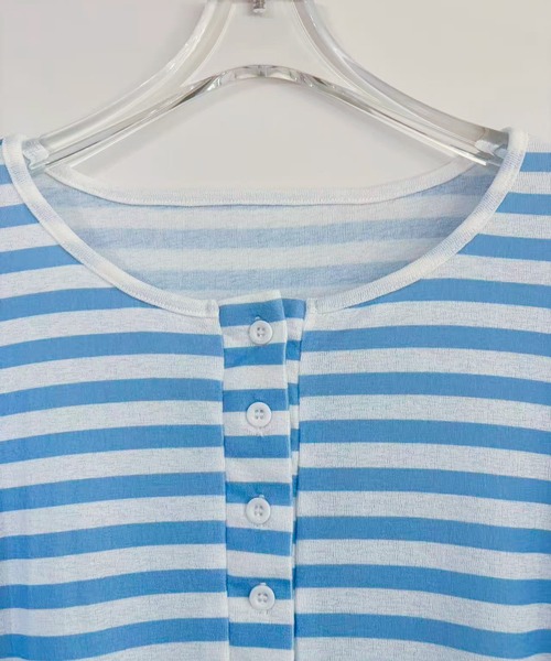 shyam inspiration(シャムインスピレーション)の「ヘンリーネックシアーボーダーロンT(Tシャツ/カットソー・レディース・レッド/ピンク/サックスブルー・M/L)」の22枚目の写真
