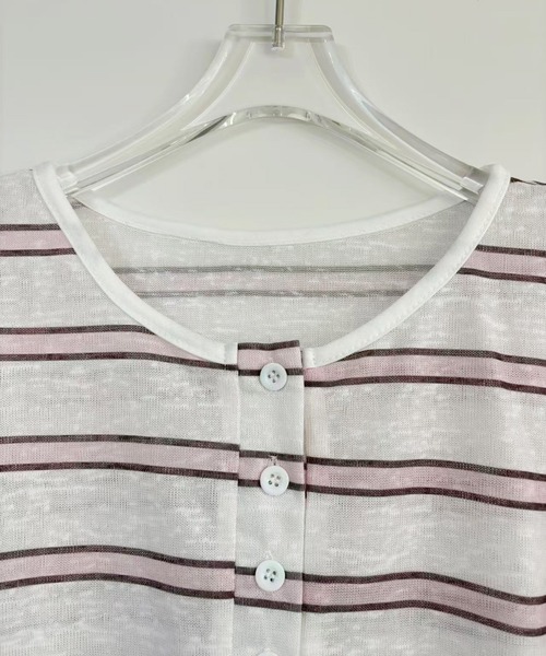 shyam inspiration(シャムインスピレーション)の「ヘンリーネックシアーボーダーロンT(Tシャツ/カットソー・レディース・レッド/ピンク/サックスブルー・M/L)」の19枚目の写真