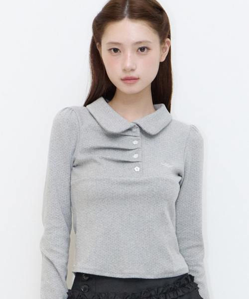 ILLIGO(イリゴ)の「ドットピンタックカラー ロングスリーブ メランジ(Tシャツ/カットソー・レディース・その他・OS)」の2枚目の写真