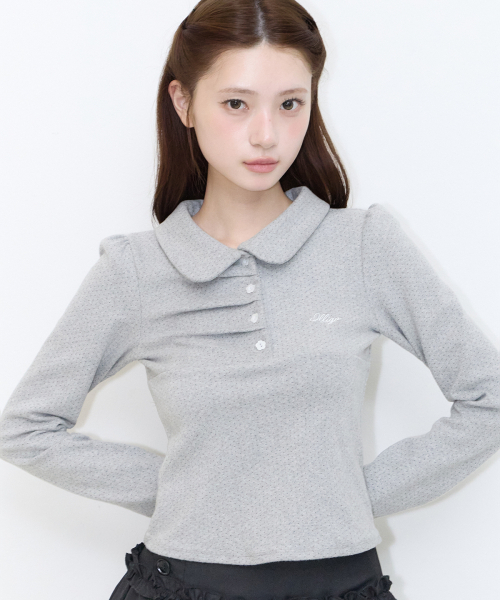 ILLIGO(イリゴ)の「ドットピンタックカラー ロングスリーブ メランジ(Tシャツ/カットソー・レディース・その他・OS)」の3枚目の写真