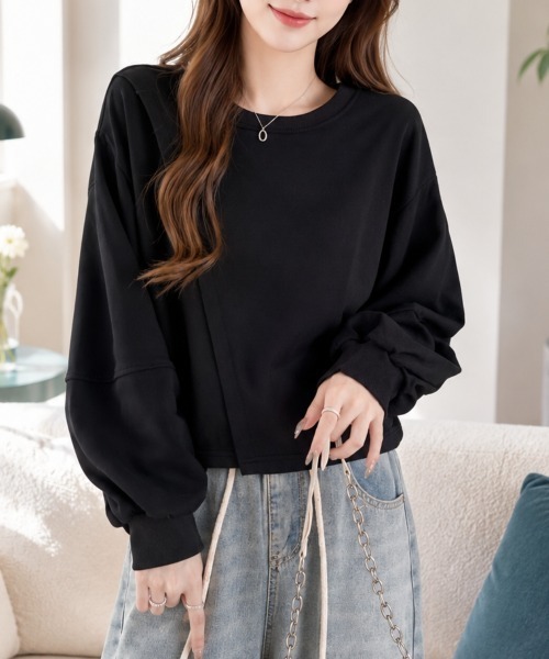 Amulet(アミュレット)の「クロップドバルーンスリーブプルオーバー(Tシャツ/カットソー・レディース・グレー/ブラック/アイボリー・L/XL/S/M)」の12枚目の写真