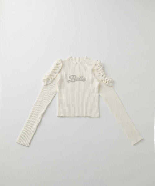 Belle Charme(ベルシャルム)の「【Belle Charme】Bijou Logo Frill Knit(ニット/セーター・レディース・ブラック/アイボリー/チャコールグレー/ピンク・FREE)」の11枚目の写真