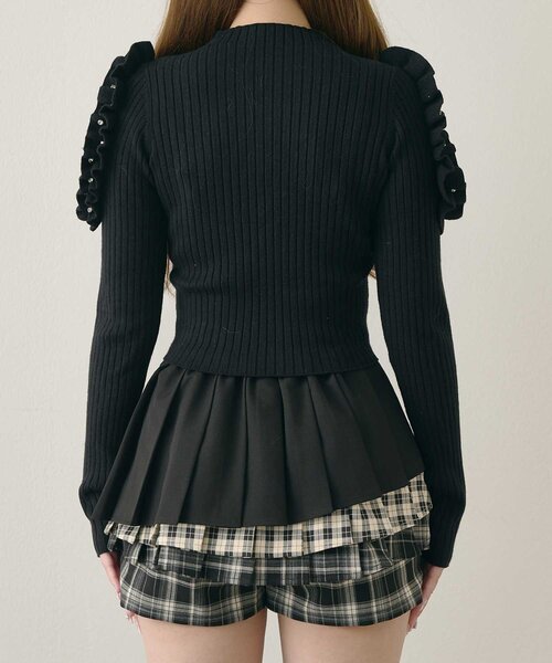 Belle Charme(ベルシャルム)の「【Belle Charme】Bijou Logo Frill Knit(ニット/セーター・レディース・ブラック/アイボリー/チャコールグレー/ピンク・FREE)」の18枚目の写真