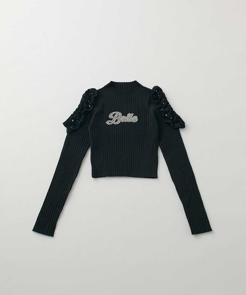 Belle Charme(ベルシャルム)の「【Belle Charme】Bijou Logo Frill Knit(ニット/セーター・レディース・ブラック/アイボリー/チャコールグレー/ピンク・FREE)」の5枚目の写真