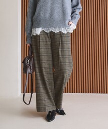 【WEB限定 Wardrobe DAILY MINIMAL】チェック バックゴム ワイドパンツ