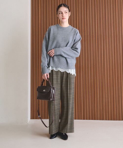BEAUTY&YOUTH UNITED ARROWS(ビューティーアンドユースユナイテッドアローズ)の「【WEB限定 Wardrobe DAILY MINIMAL】チェック バックゴム ワイドパンツ(その他パンツ・レディース・ダークブラウン/ダークグレー・S/L/M)」の6枚目の写真