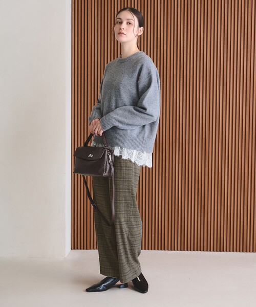 BEAUTY&YOUTH UNITED ARROWS(ビューティーアンドユースユナイテッドアローズ)の「【WEB限定 Wardrobe DAILY MINIMAL】チェック バックゴム ワイドパンツ(その他パンツ・レディース・ダークブラウン/ダークグレー・S/L/M)」の7枚目の写真