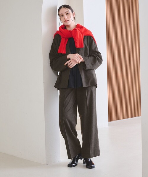 BEAUTY&YOUTH UNITED ARROWS(ビューティーアンドユースユナイテッドアローズ)の「【WEB限定 Wardrobe DAILY MINIMAL】チェック バックゴム ワイドパンツ(その他パンツ・レディース・ダークブラウン/ダークグレー・S/L/M)」の8枚目の写真