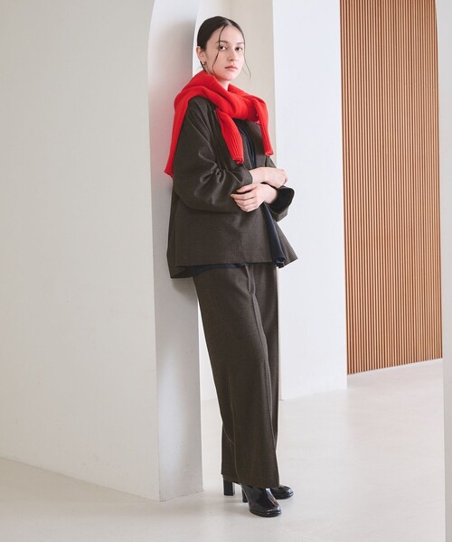 BEAUTY&YOUTH UNITED ARROWS(ビューティーアンドユースユナイテッドアローズ)の「【WEB限定 Wardrobe DAILY MINIMAL】チェック バックゴム ワイドパンツ(その他パンツ・レディース・ダークブラウン/ダークグレー・S/L/M)」の9枚目の写真