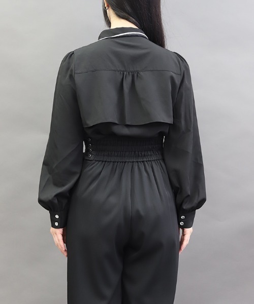 axes femme(アクシーズファム)の「バタフライ襟刺繍BL(シャツ/ブラウス・レディース・ブラック/ホワイト・MEDIUM)」の5枚目の写真