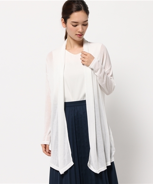 NATURAL BEAUTY BASIC（ナチュラルビューティーベーシック）の「ガーゼ天竺UVカットカーディガン（カーディガン/ボレロ・レディース・グレー/ホワイト系その他/ネイビー・MEDIUM）」の2枚目の写真