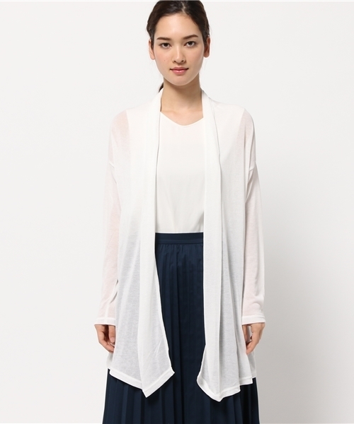 NATURAL BEAUTY BASIC（ナチュラルビューティーベーシック）の「ガーゼ天竺UVカットカーディガン（カーディガン/ボレロ・レディース・グレー/ホワイト系その他/ネイビー・MEDIUM）」の7枚目の写真