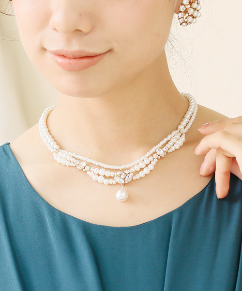 パール ビジューネックレス結婚式対応 ネックレス Pourvous プールヴー のファッション通販 Zozotown