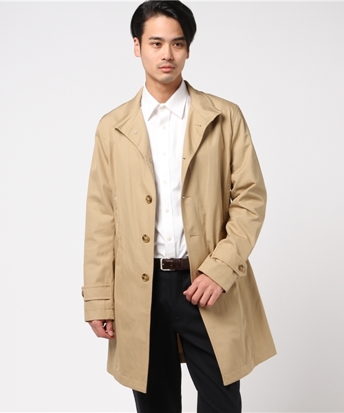 MEN'S BIGI(メンズビギ)の「スタンドカラーコート(コットンギャバ)/撥水加工&花粉ガード加工(チェスターコート・メンズ・ベージュ/ネイビー・SS/S/M/L)」の5枚目の写真