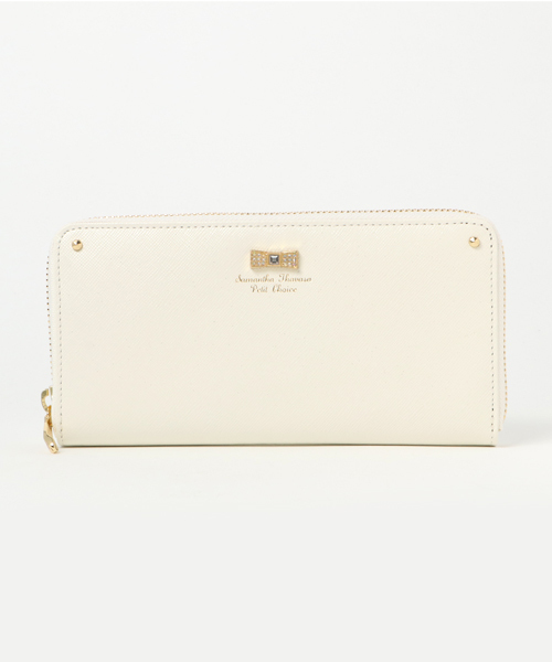 Samantha Thavasa Petit Choice（サマンサタバサ　プチチョイス）の「リボンストーンシリーズ　ラウンドジップ長財布　【３年保証対象】（財布・レディース・ライトブルー/ミント/ピンク/オフホワイト・FREE）」の2枚目の写真