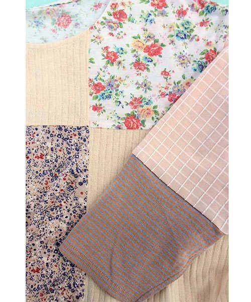 シロップ.(シロップ.)の「スリット袖のパッチワークワンピース(チュニック・レディース・ベージュ/グレー・LARGE/X-LARGE/XX-LARGE/SMALL/MEDIUM)」の11枚目の写真