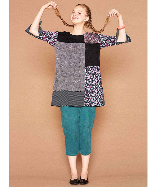 シロップ.(シロップ.)の「スリット袖のパッチワークワンピース(チュニック・レディース・ベージュ/グレー・LARGE/X-LARGE/XX-LARGE/SMALL/MEDIUM)」の13枚目の写真