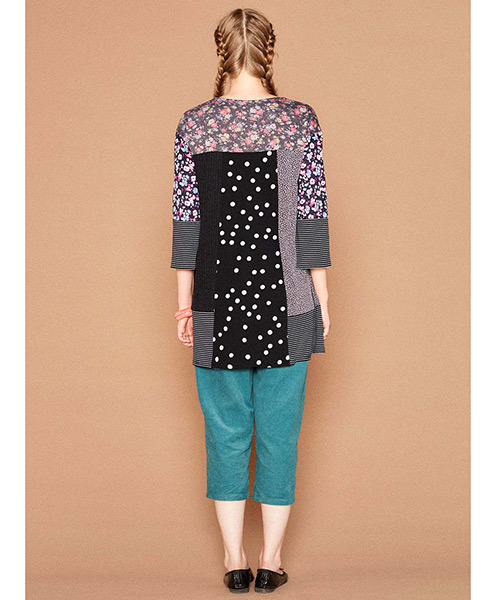 シロップ.(シロップ.)の「スリット袖のパッチワークワンピース(チュニック・レディース・ベージュ/グレー・LARGE/X-LARGE/XX-LARGE/SMALL/MEDIUM)」の15枚目の写真