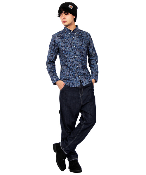 8(eight)(エイト)の「ペイズリー 長袖シャツ 日本製 高品質(シャツ/ブラウス・メンズ・ネイビー/アイボリー/ブルー・MEDIUM/LARGE/X-LARGE)」の9枚目の写真