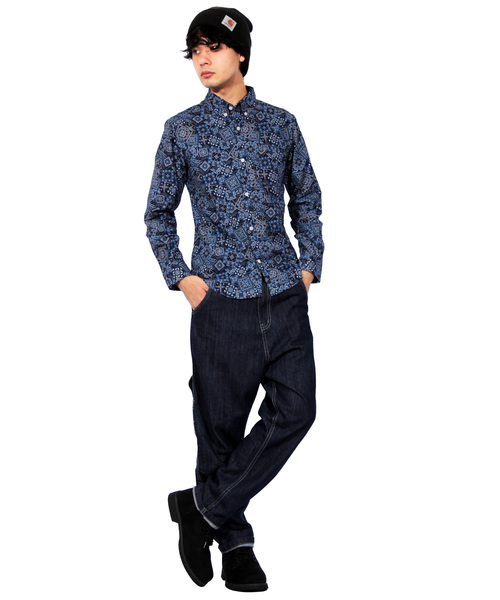 8(eight)(エイト)の「ペイズリー 長袖シャツ 日本製 高品質(シャツ/ブラウス・メンズ・ネイビー/アイボリー/ブルー・MEDIUM/LARGE/X-LARGE)」の14枚目の写真