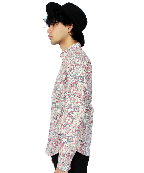 8(eight)(エイト)の「ペイズリー 長袖シャツ 日本製 高品質(シャツ/ブラウス・メンズ・ネイビー/アイボリー/ブルー・MEDIUM/LARGE/X-LARGE)」の16枚目の写真