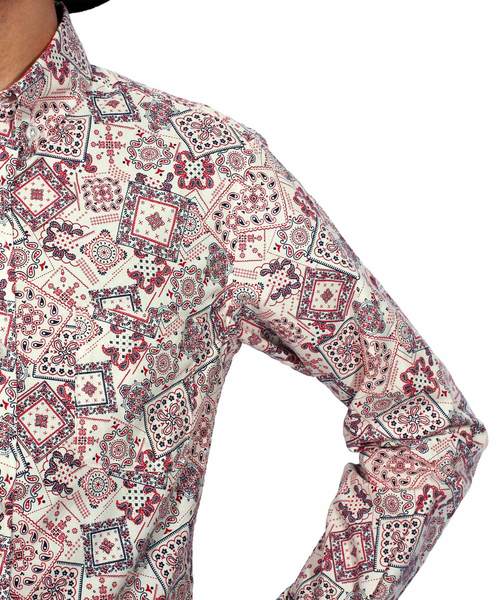 8(eight)(エイト)の「ペイズリー 長袖シャツ 日本製 高品質(シャツ/ブラウス・メンズ・ネイビー/アイボリー/ブルー・MEDIUM/LARGE/X-LARGE)」の20枚目の写真