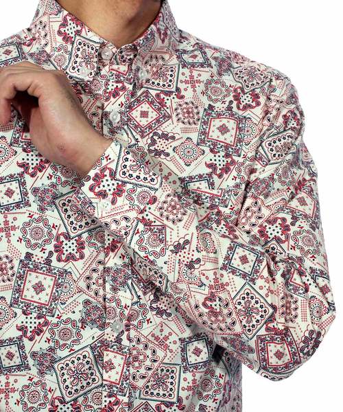 8(eight)(エイト)の「ペイズリー 長袖シャツ 日本製 高品質(シャツ/ブラウス・メンズ・ネイビー/アイボリー/ブルー・MEDIUM/LARGE/X-LARGE)」の21枚目の写真