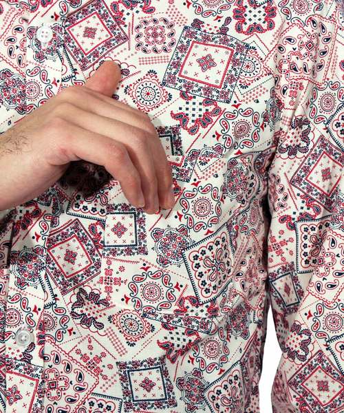 8(eight)(エイト)の「ペイズリー 長袖シャツ 日本製 高品質(シャツ/ブラウス・メンズ・ネイビー/アイボリー/ブルー・MEDIUM/LARGE/X-LARGE)」の22枚目の写真