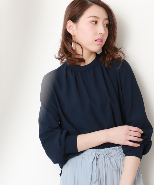 N.(N. Natural Beauty Basic)(エヌエヌナチュラルビューティーベーシック)の「ハイネックブラウス(シャツ/ブラウス・レディース・ブラック/グレー/ベージュ/ネイビー・MEDIUM)」の1枚目の写真