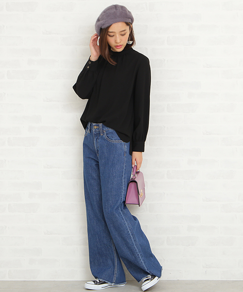 N.(N. Natural Beauty Basic)(エヌエヌナチュラルビューティーベーシック)の「ハイネックブラウス(シャツ/ブラウス・レディース・ブラック/グレー/ベージュ/ネイビー・MEDIUM)」の13枚目の写真