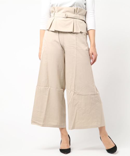 STYLEBLOCK（スタイルブロック）の「ツイルウエストタックワイドパンツ（その他パンツ・レディース・グレー/イエロー/ライトベージュ・M）」の2枚目の写真