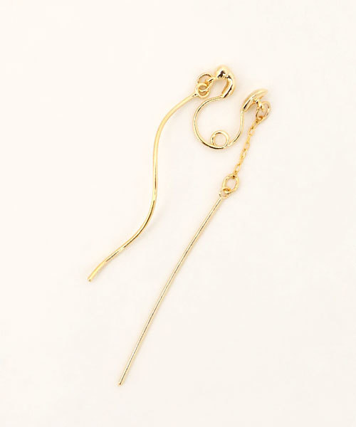 colleca la(コレカラ)の「ループフィット・ウェーブ&ストレートバーのイヤリング(イヤリング・レディース・ピンク/シルバー/ゴールド・FREE)」の5枚目の写真