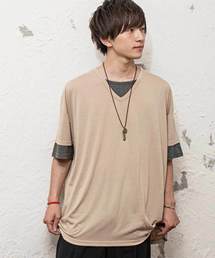 MinoriTY | Ｖネックフェイクレイヤードビッグシルエット半袖Tシャツ カットソー(Tシャツ/カットソー)