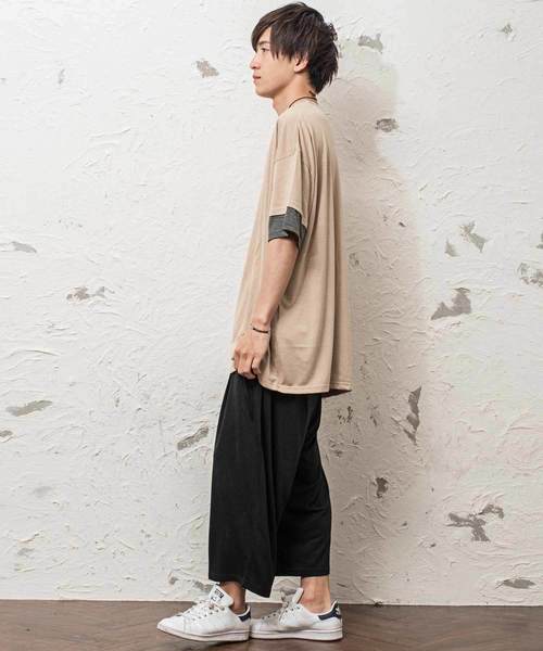 MinoriTY（マイノリティ）の「Ｖネックフェイクレイヤードビッグシルエット半袖Tシャツ カットソー（Tシャツ/カットソー・メンズ・ブラック/ベージュ/ネイビー/カーキ/ピンク・L/M）」の11枚目の写真