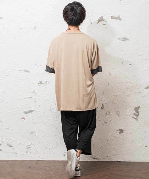 MinoriTY（マイノリティ）の「Ｖネックフェイクレイヤードビッグシルエット半袖Tシャツ カットソー（Tシャツ/カットソー・メンズ・ブラック/ベージュ/ネイビー/カーキ/ピンク・L/M）」の12枚目の写真