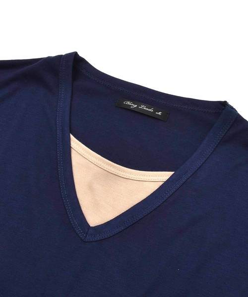 MinoriTY（マイノリティ）の「Ｖネックフェイクレイヤードビッグシルエット半袖Tシャツ カットソー（Tシャツ/カットソー・メンズ・ブラック/ベージュ/ネイビー/カーキ/ピンク・L/M）」の19枚目の写真