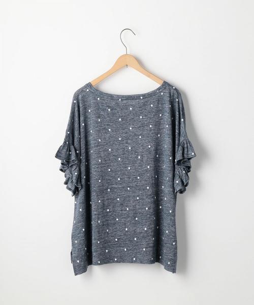 coen（コーエン）の「フレンチリネンドットプリントフリルスリーブTシャツ（Tシャツ/カットソー・レディース・グレー/ライトグレー/ネイビー・FREE）」の11枚目の写真