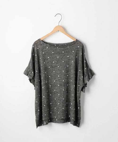 coen（コーエン）の「フレンチリネンドットプリントフリルスリーブTシャツ（Tシャツ/カットソー・レディース・グレー/ライトグレー/ネイビー・FREE）」の19枚目の写真