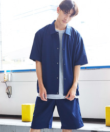半袖コーチシャツジャケット+バスケショートパンツセットアップ