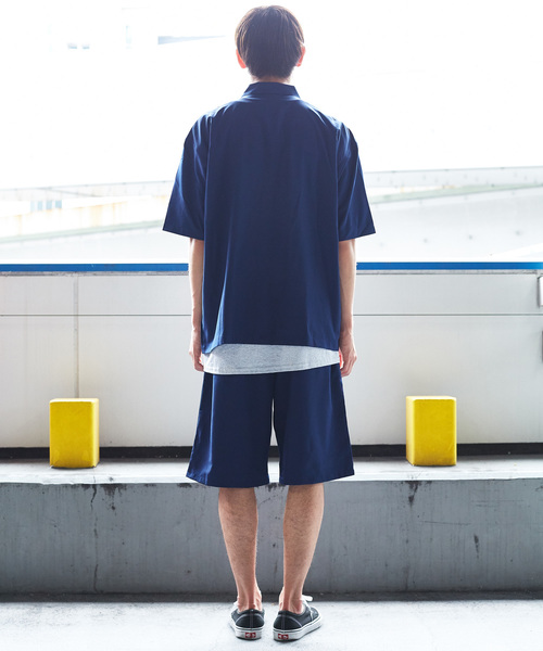 半袖コーチシャツジャケット+バスケショートパンツセットアップ