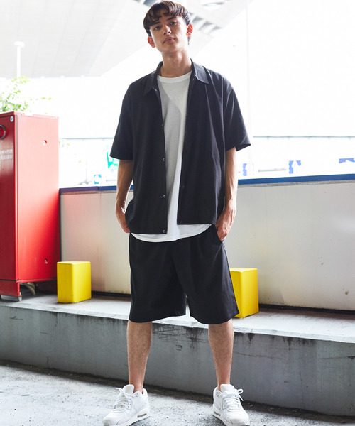 半袖コーチシャツジャケット+バスケショートパンツセットアップ